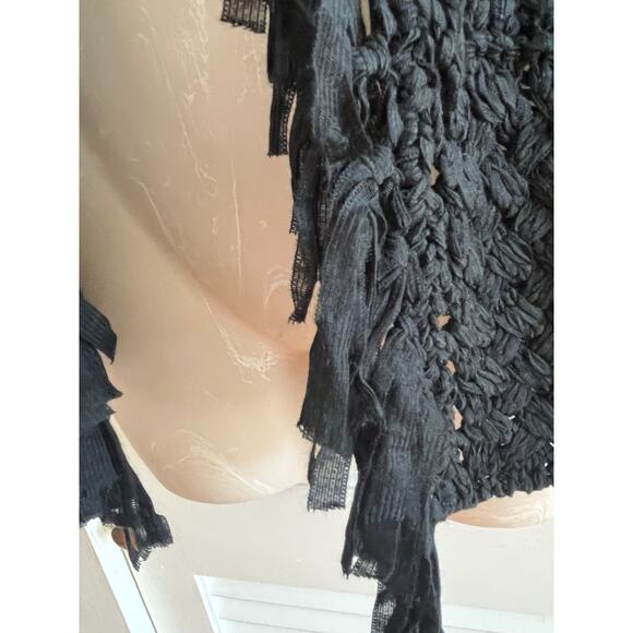 Chico's‎ boho retro fringed short caridgan open weave size 1 grunge stunning - Picture 3 of 6